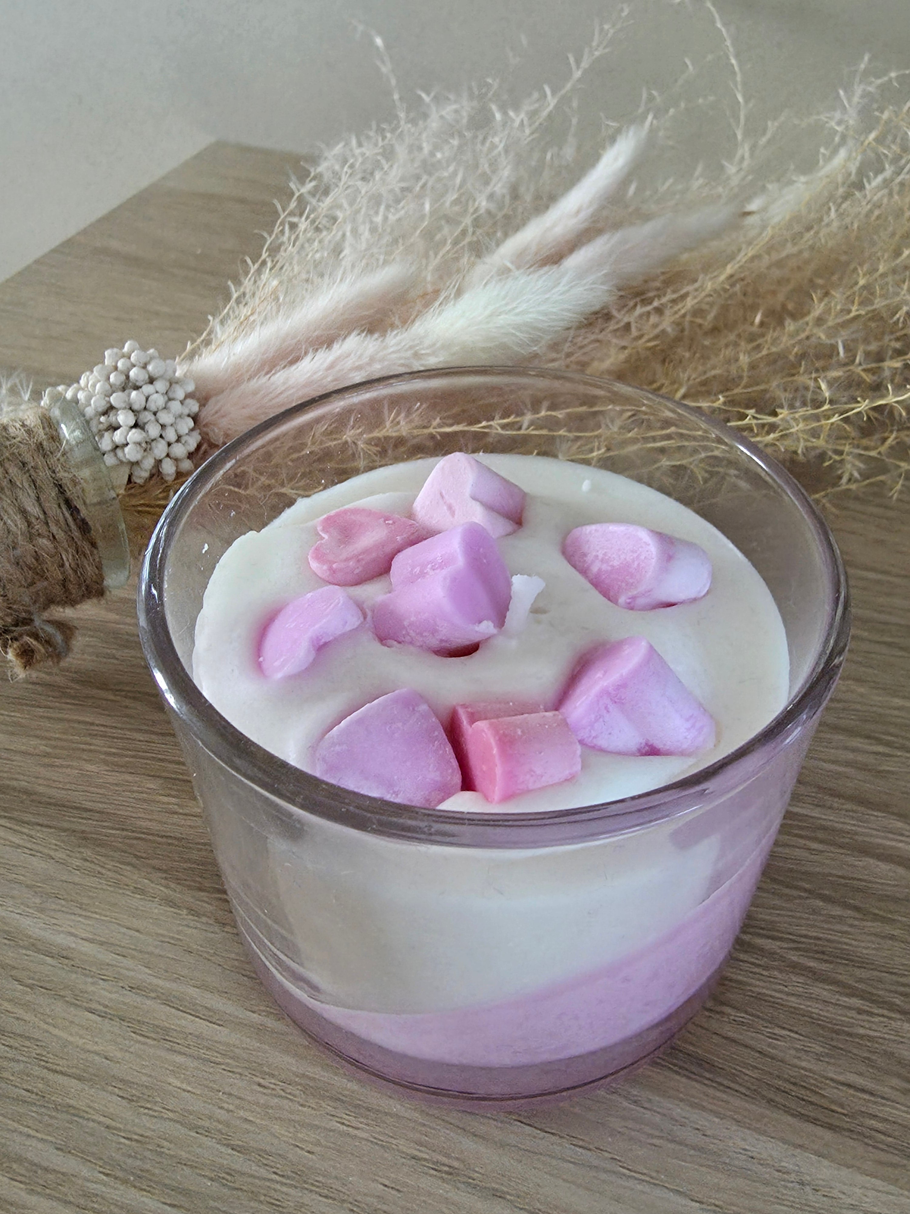 Bougie Parfumée « Agrumes » – Cœurs Roses – Cire de Soja - 300gr