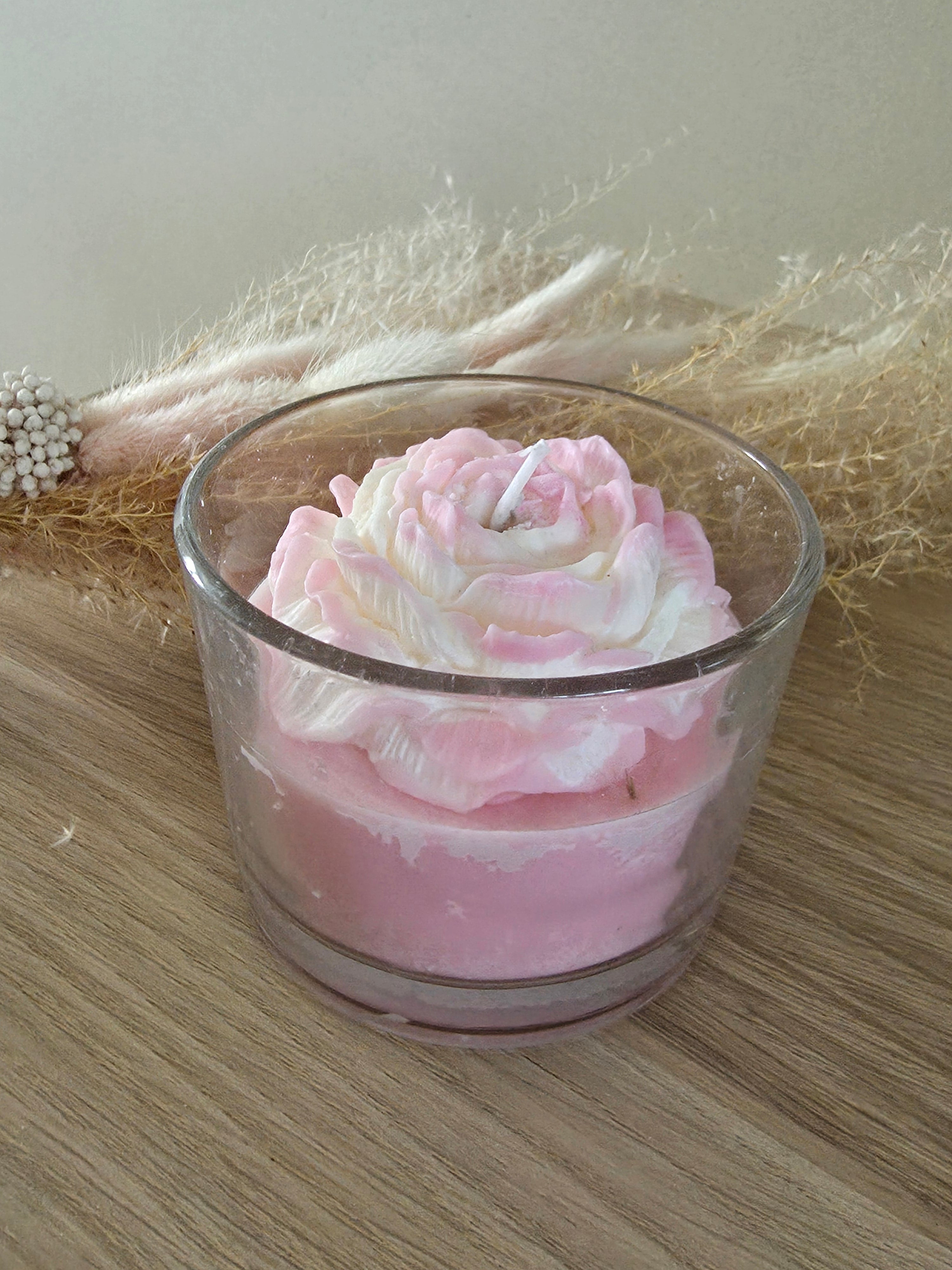 Bougie Parfumée « Agrumes » – Pivoine Bicolore Rose & Blanc – Cire de Soja - 290gr