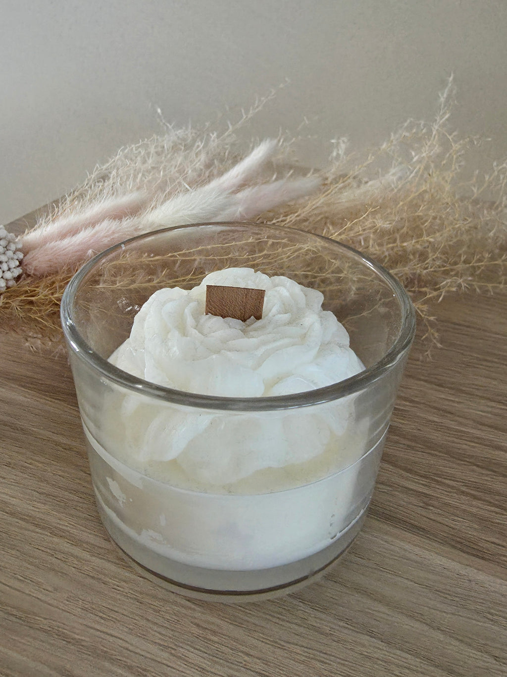 Bougie Parfumée « Agrumes » – Cire Fouettée Rose Blanche – Mèche Bois - 280gr