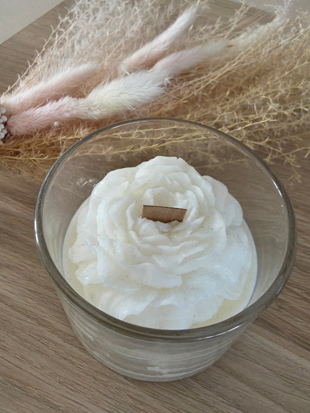 Bougie Parfumée « Agrumes » – Cire Fouettée Rose Blanche – Mèche Bois - 280gr