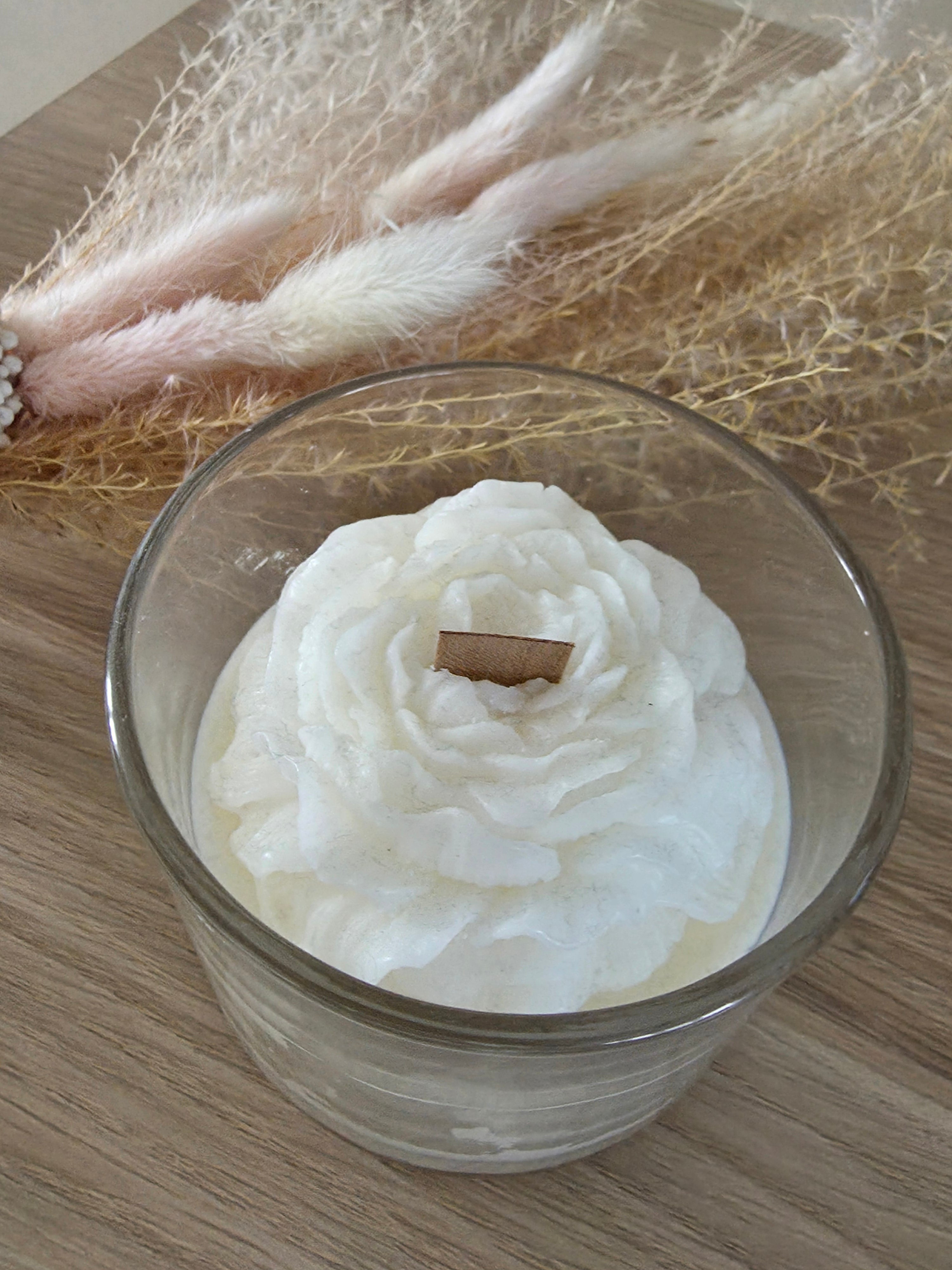 Bougie Parfumée « Agrumes » – Cire Fouettée Rose Blanche – Mèche Bois - 280gr