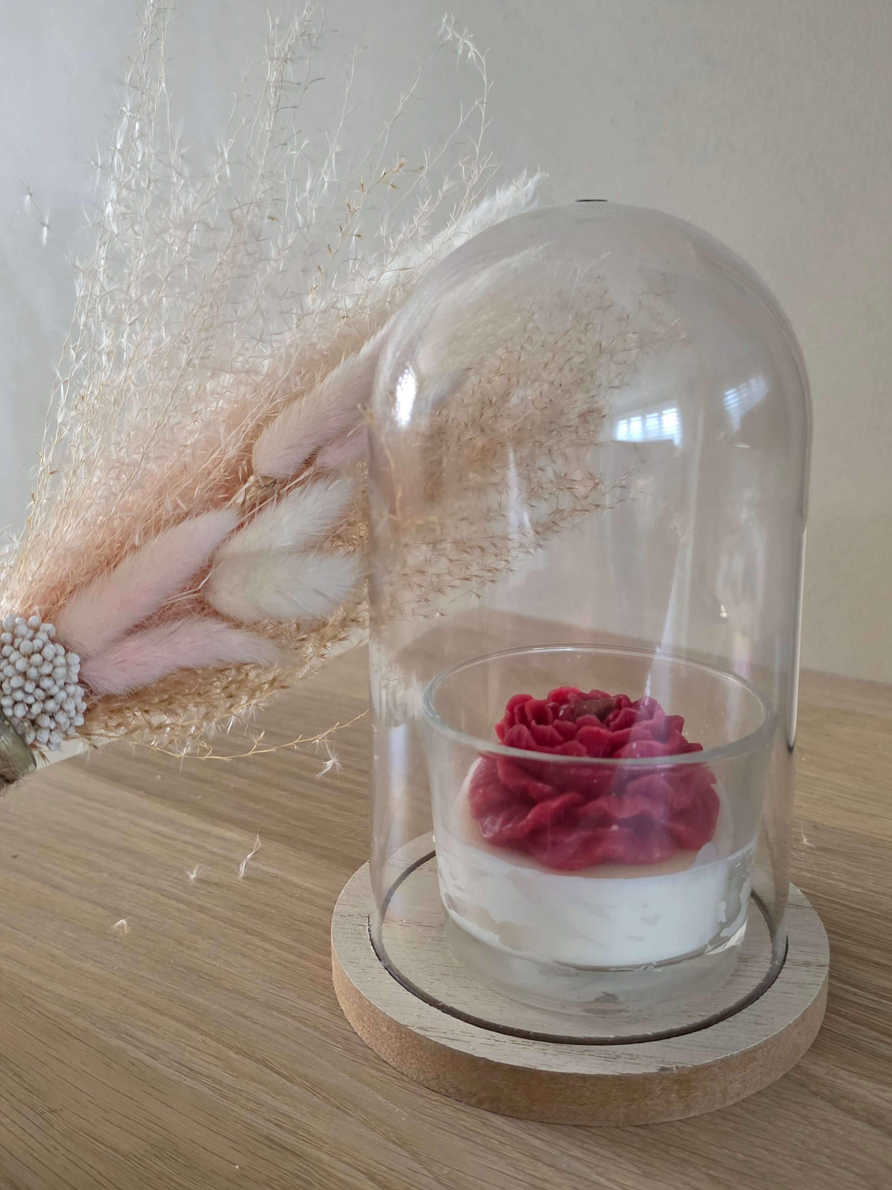 Bougie Parfumée « Agrumes » – Pivoine Rouge sous Cloche – Idéal Fête des Mamans - 280gr