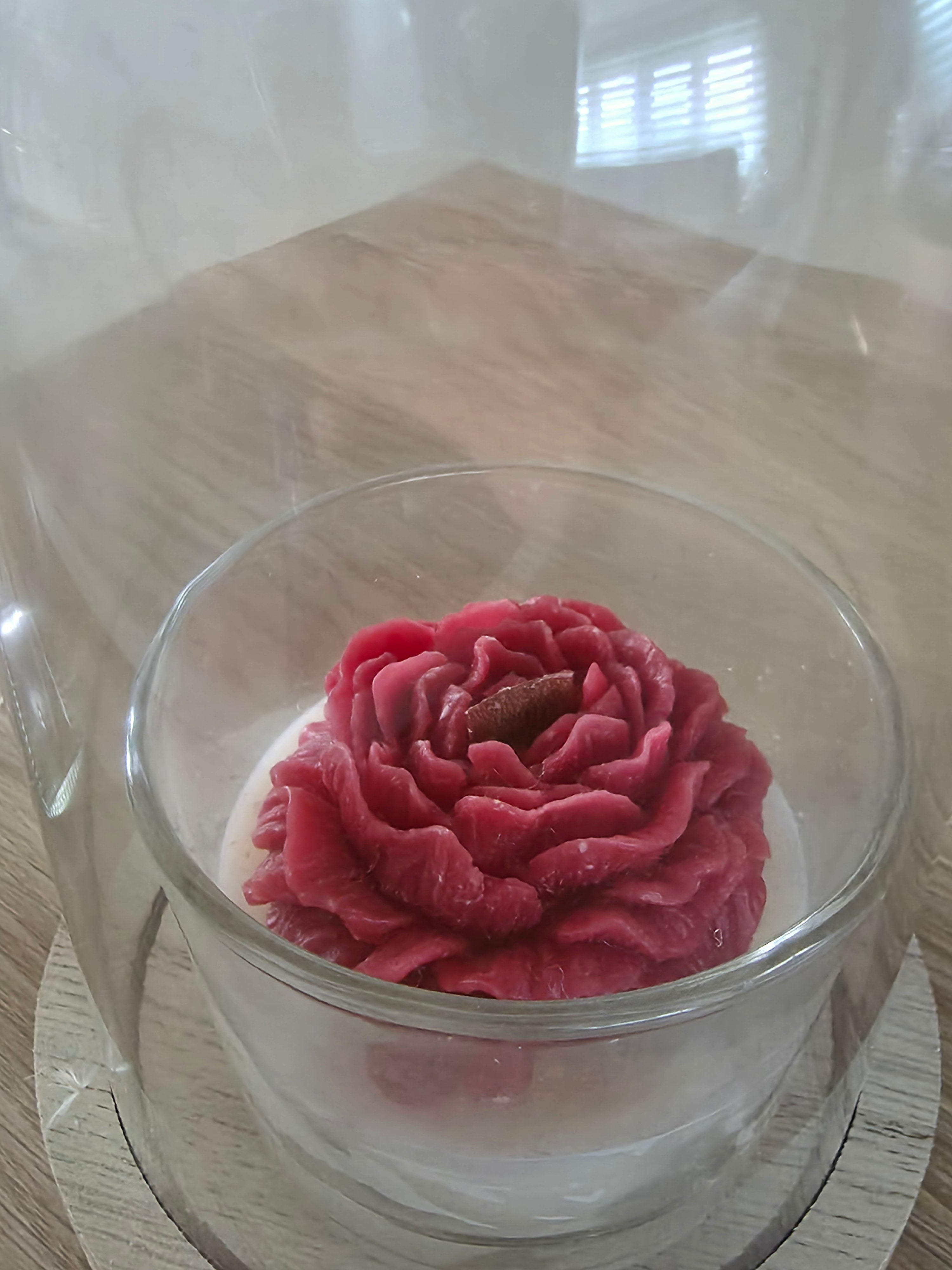 Bougie Parfumée « Agrumes » – Pivoine Rouge sous Cloche – Idéal Fête des Mamans - 280gr