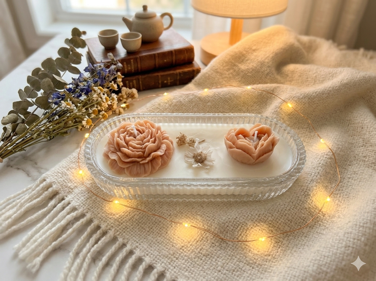 Bougie Plateau « Agrumes » – Pivoine & Cœur – Cire de Soja - 525gr