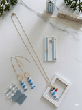 Ensemble Bijoux Poisson Rayé – Boucles d'oreilles & Collier Argile Polymère