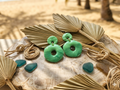 Boucles d'oreilles Donut Texturé – Argile Polymère Vert Menthe