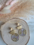 Boucles d'oreilles résine époxy – Lotus Doré Irisé
