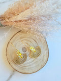 Boucles d'oreilles résine époxy – Éventail Doré Jaune Soleil