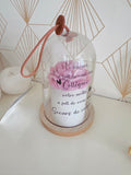 Cloche en verre – Rose Stabilisée & Message « Collègues / Sœurs de Cœur »