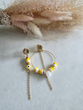 Boucles d'oreilles asymétriques – Heishi & Créole dorée Soleil