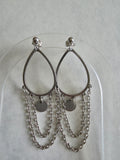 Boucles d'oreilles chandelier – Goutte argentée & Chaînes cascades