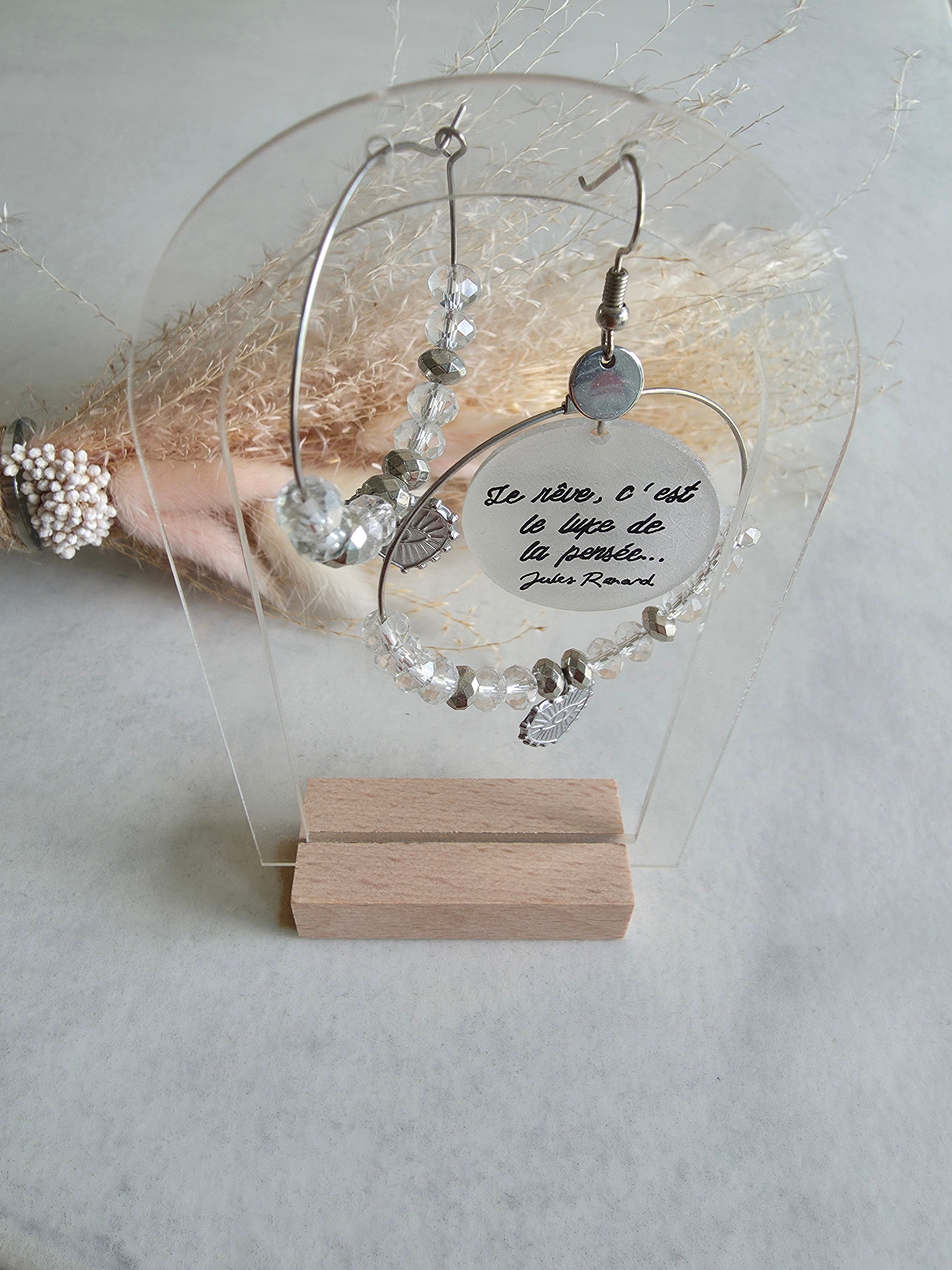 Boucles d'oreilles créoles – Cristal & Breloques argentées
