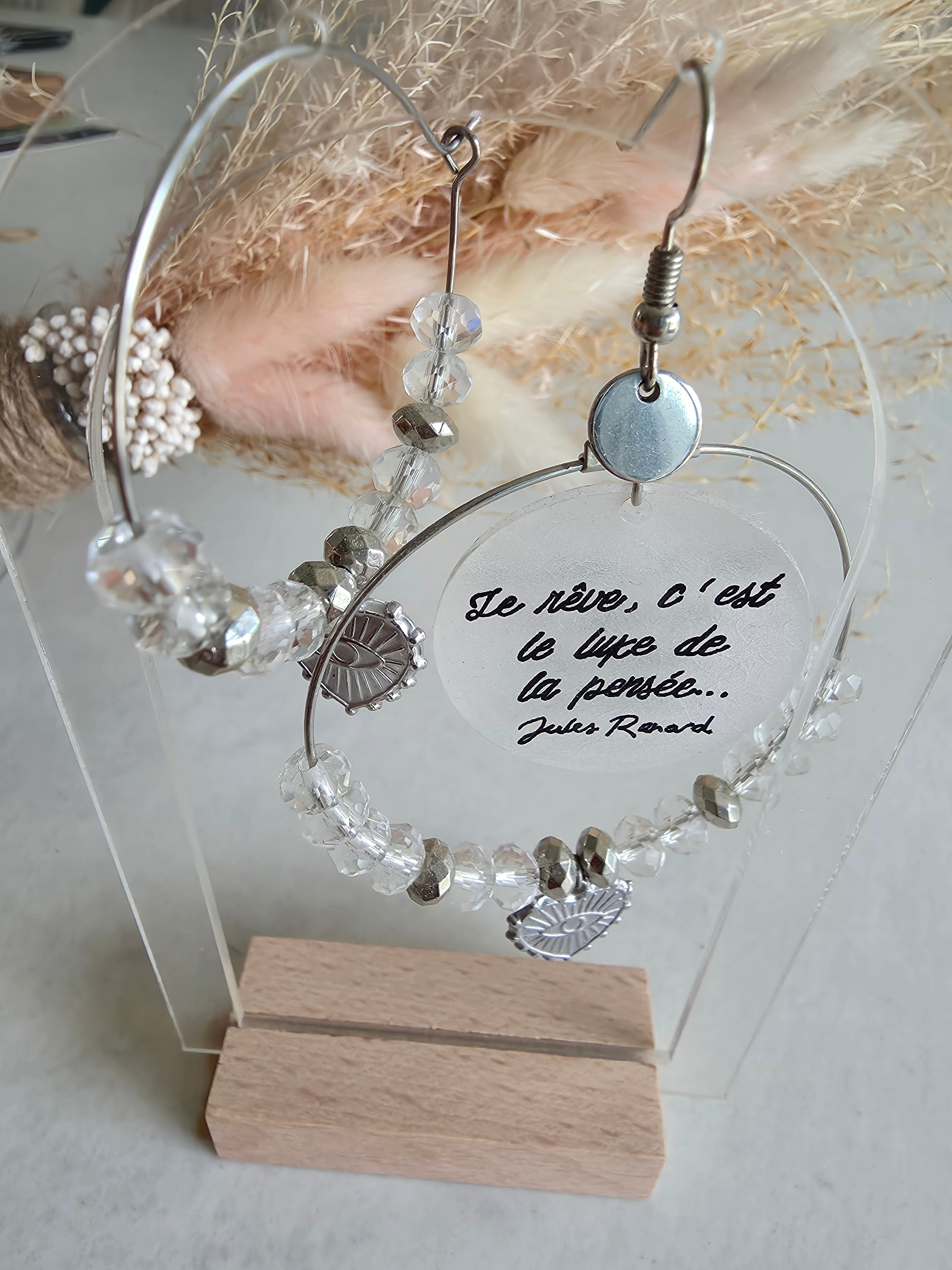 Boucles d'oreilles créoles – Cristal & Breloques argentées