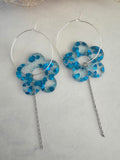 Boucles d'oreilles fleurs créoles & chaîne – Résine & Acier inoxydable