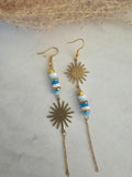Boucles d'oreilles soleil & perles heishi – Acier inoxydable doré