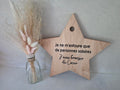 Plaque étoile en bois – "Je ne m'entoure que de personnes solaires" – Transfert thermique