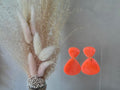 Boucles d'oreilles double triangle argile polymère orange fluo – Anneau doré