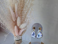 Boucles d'oreilles triangles papillons bleu & mauve – Puce ronde dorée
