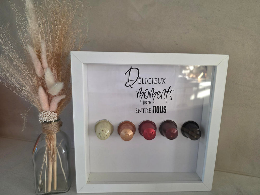 Cadre capsules Nespresso « Délicieux moments juste entre nous » – Décoration cadeau amoureux café