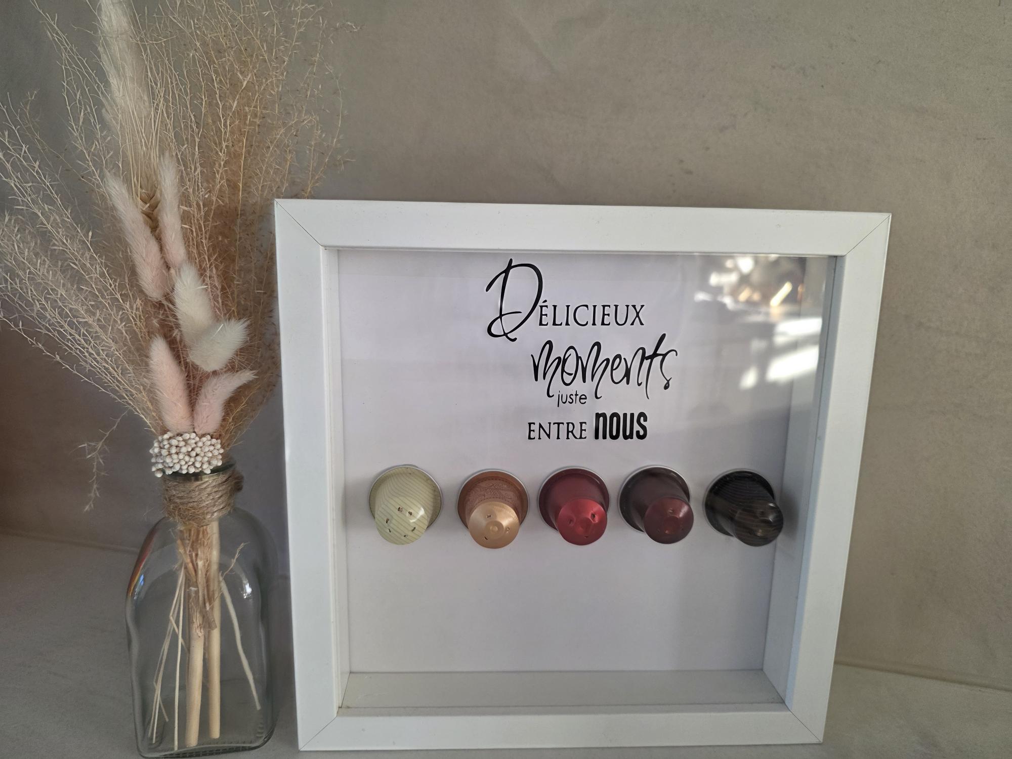 Cadre capsules Nespresso « Délicieux moments juste entre nous » – Décoration cadeau amoureux café