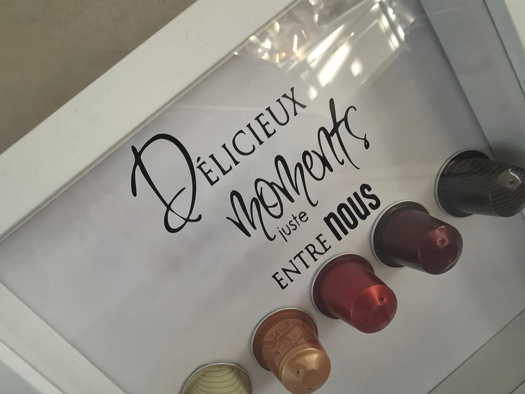 Cadre capsules Nespresso « Délicieux moments juste entre nous » – Décoration cadeau amoureux café