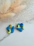 pampille fleur bleu et jaune