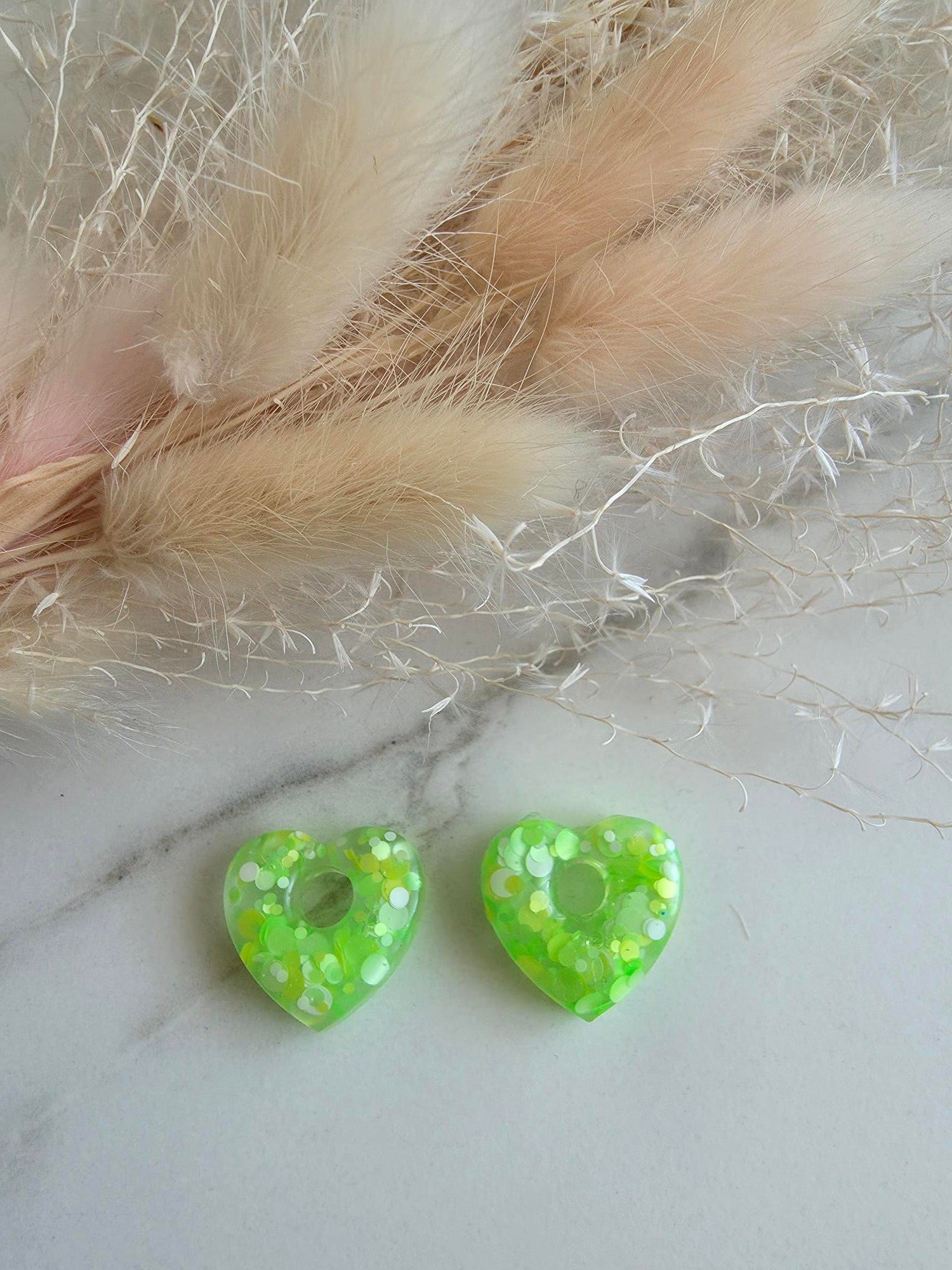 résine époxy - coeur vert fluo