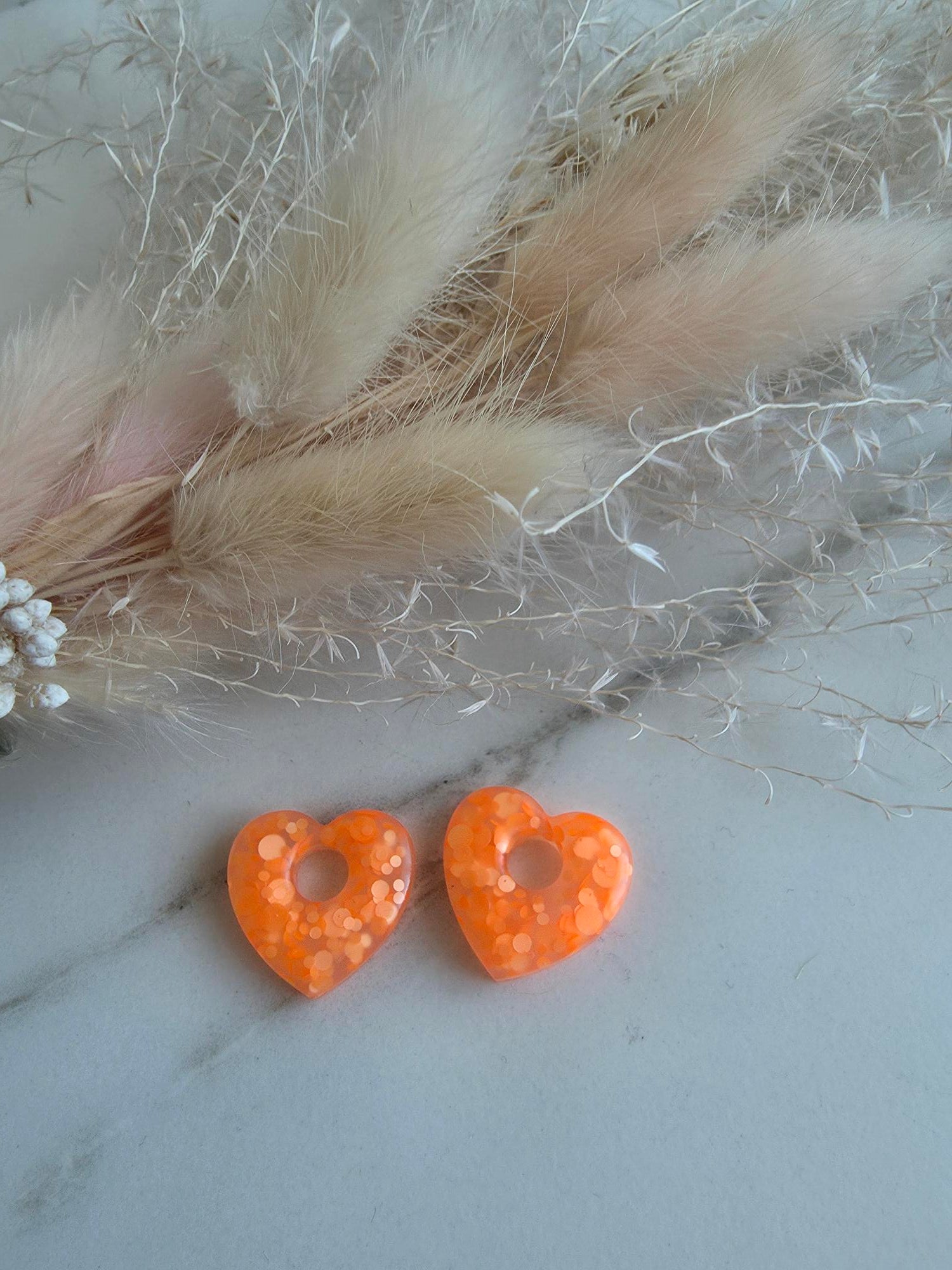 résine époxy - coeur orange fluo