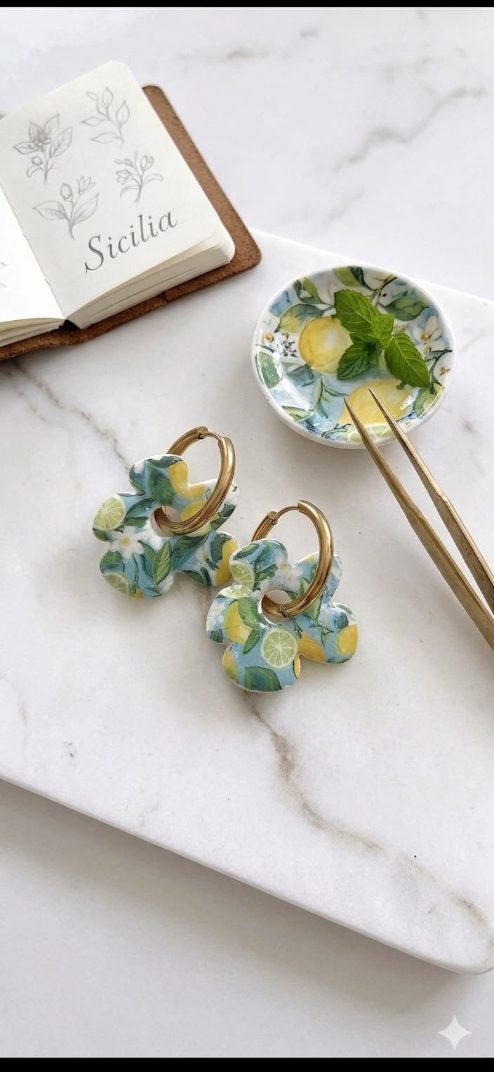 Pampille fleur citron ( courte boucle )