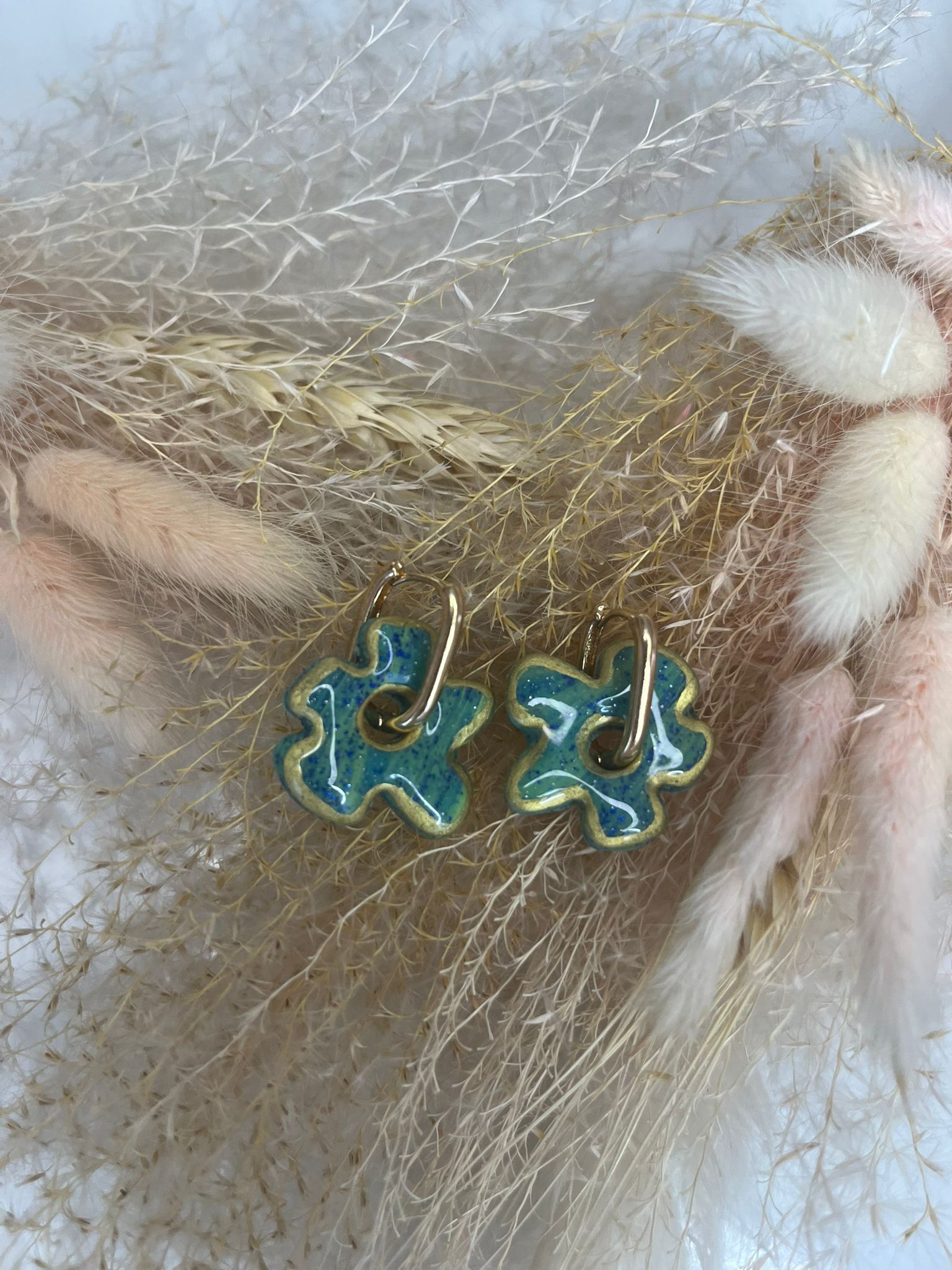 Pampille turquoise & or