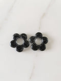 Résine époxy - fleur noir paillette