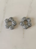 Résine époxy - fleur couleur argent - paillettes