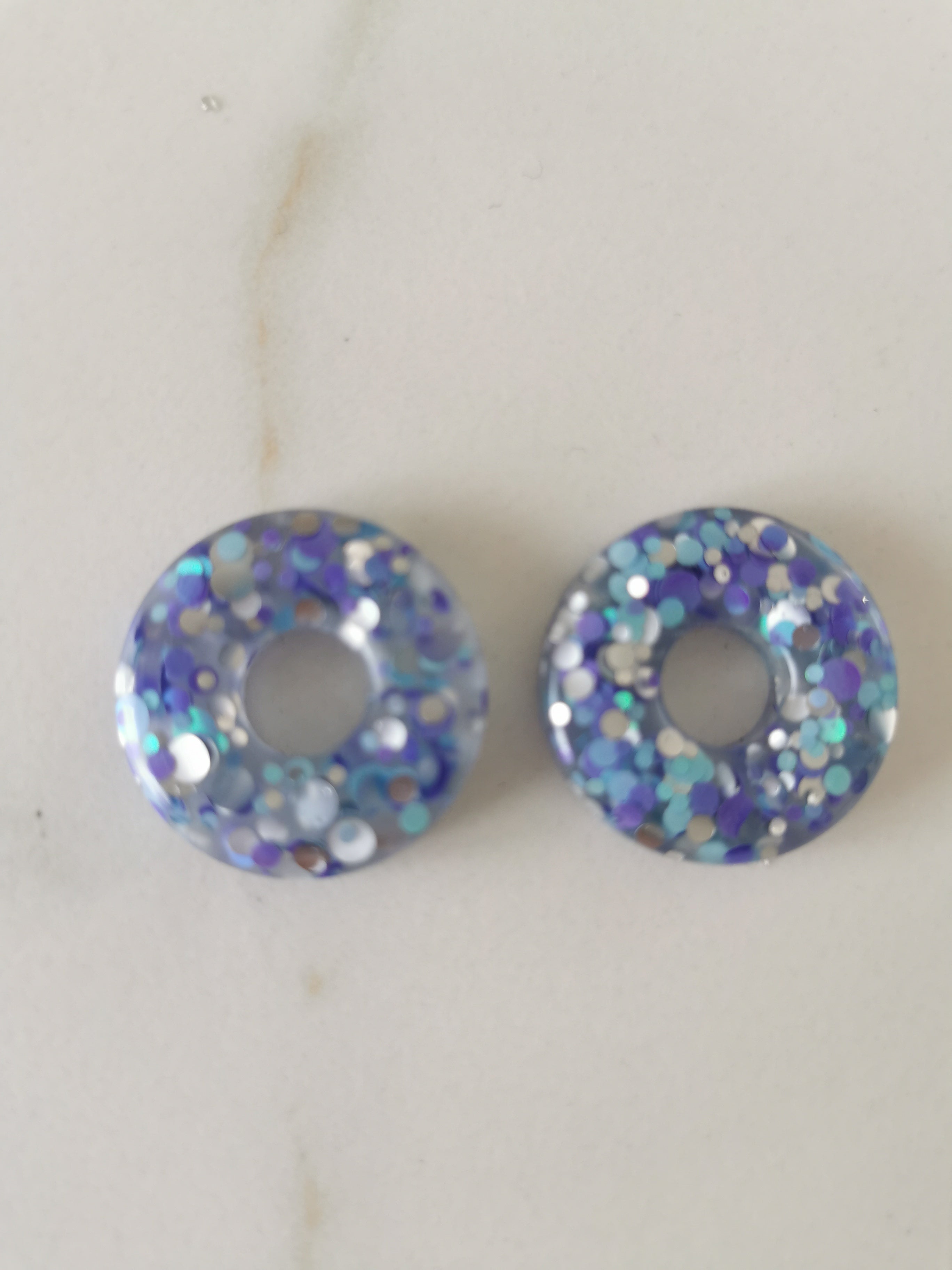 Résine époxy - donuts lila/ argenté - flocons
