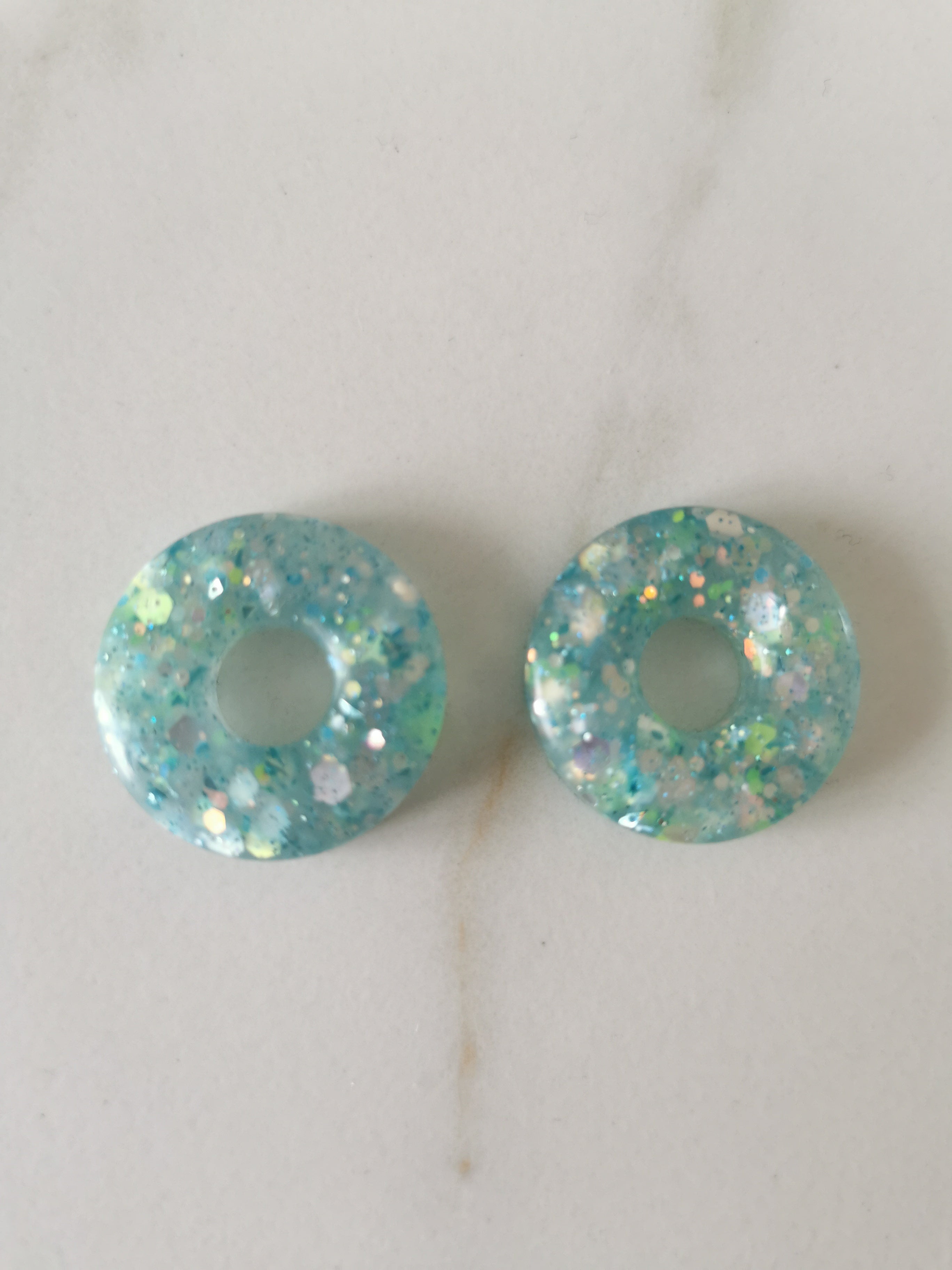 Résine époxy - donuts turquoise - flocons