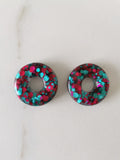Résine époxy - donuts rose/turquoise - flocons