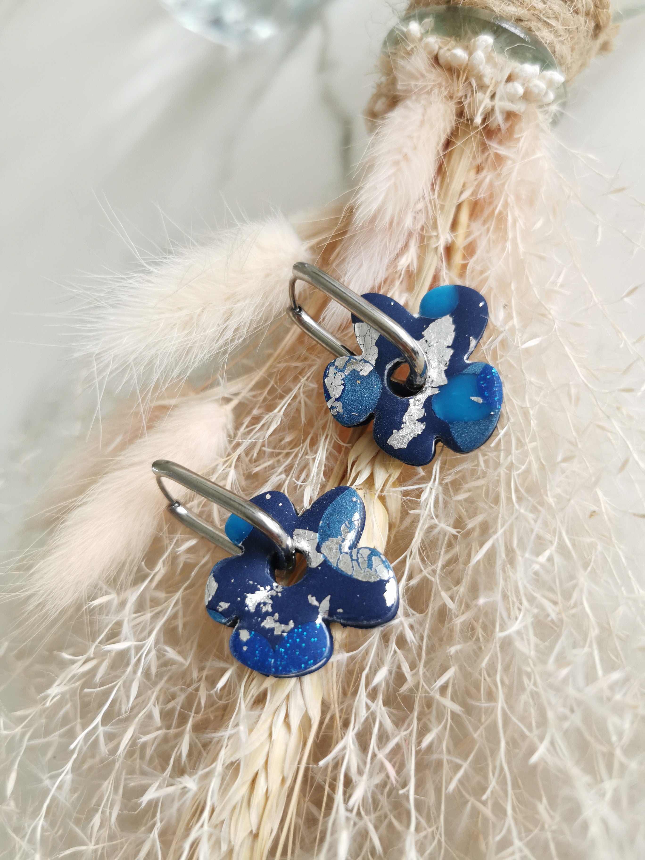 Pampille - bleu/argent - fleur